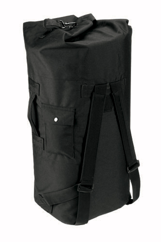 GI TYPE DOUBLE STRAP DUFFLE BAG - BLACK - Click Image to Close